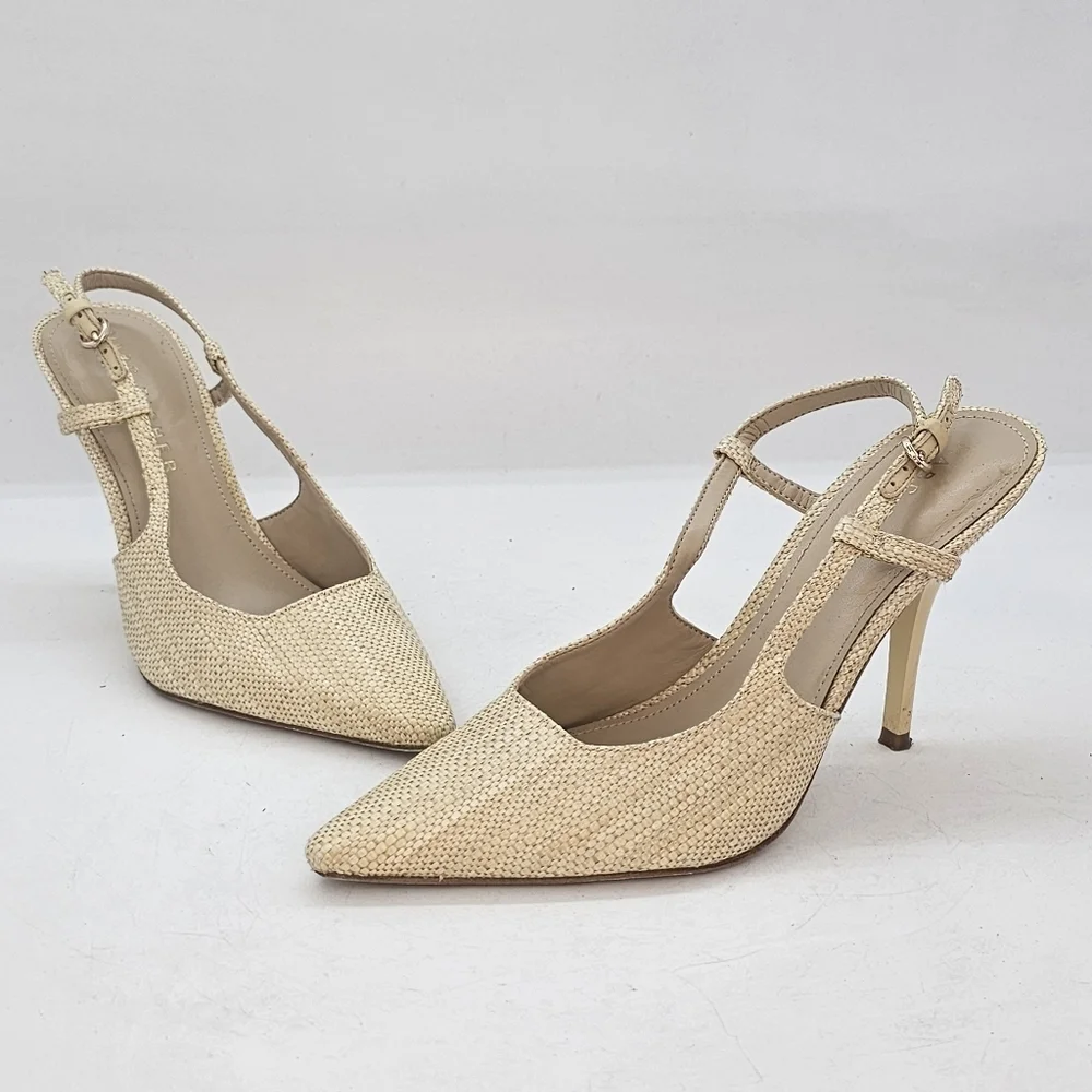 Marc Fisher LTD Torry Slingback Pumps Light Natural Textile Women’s Size 7